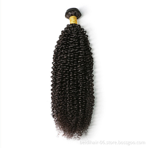 Kinky Curly Human Hair Bundles Virgin Remy Hair with closure lace frontals vendors brazilian peruvian weave free shipping 8A